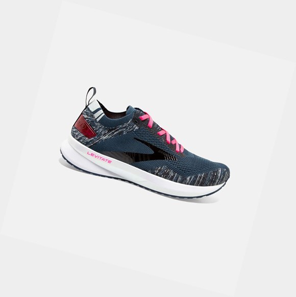 Zapatillas Running Carretera Brooks Levitate 4 Mujer Azul Marino Negras Rosas | MPG053876