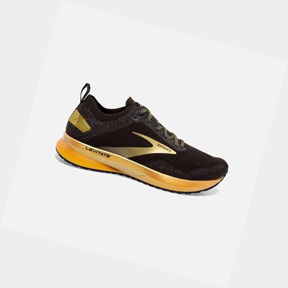 Zapatillas Running Carretera Brooks Levitate 4 Mujer Negras Doradas | RDN465798