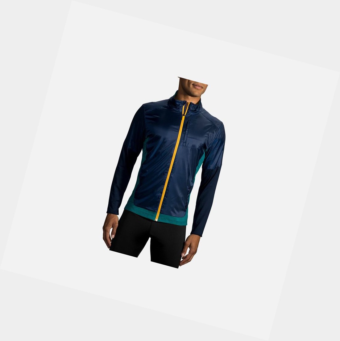 Ropa De Abrigo Brooks Fusion Híbrido Hombre Azul Marino | KPT169280