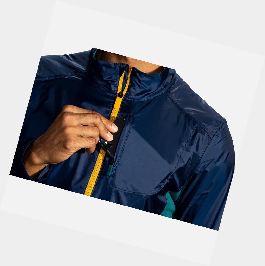 Ropa De Abrigo Brooks Fusion Híbrido Hombre Azul Marino | KPT169280