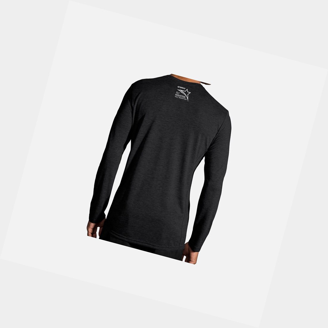 Tops Brooks Distance Estampadas Long Sleeve Hombre Negras | OJX241397