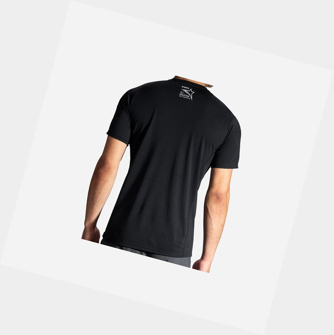 Tops Brooks Distance Estampadas Sleeve Hombre Negras | JAR745869