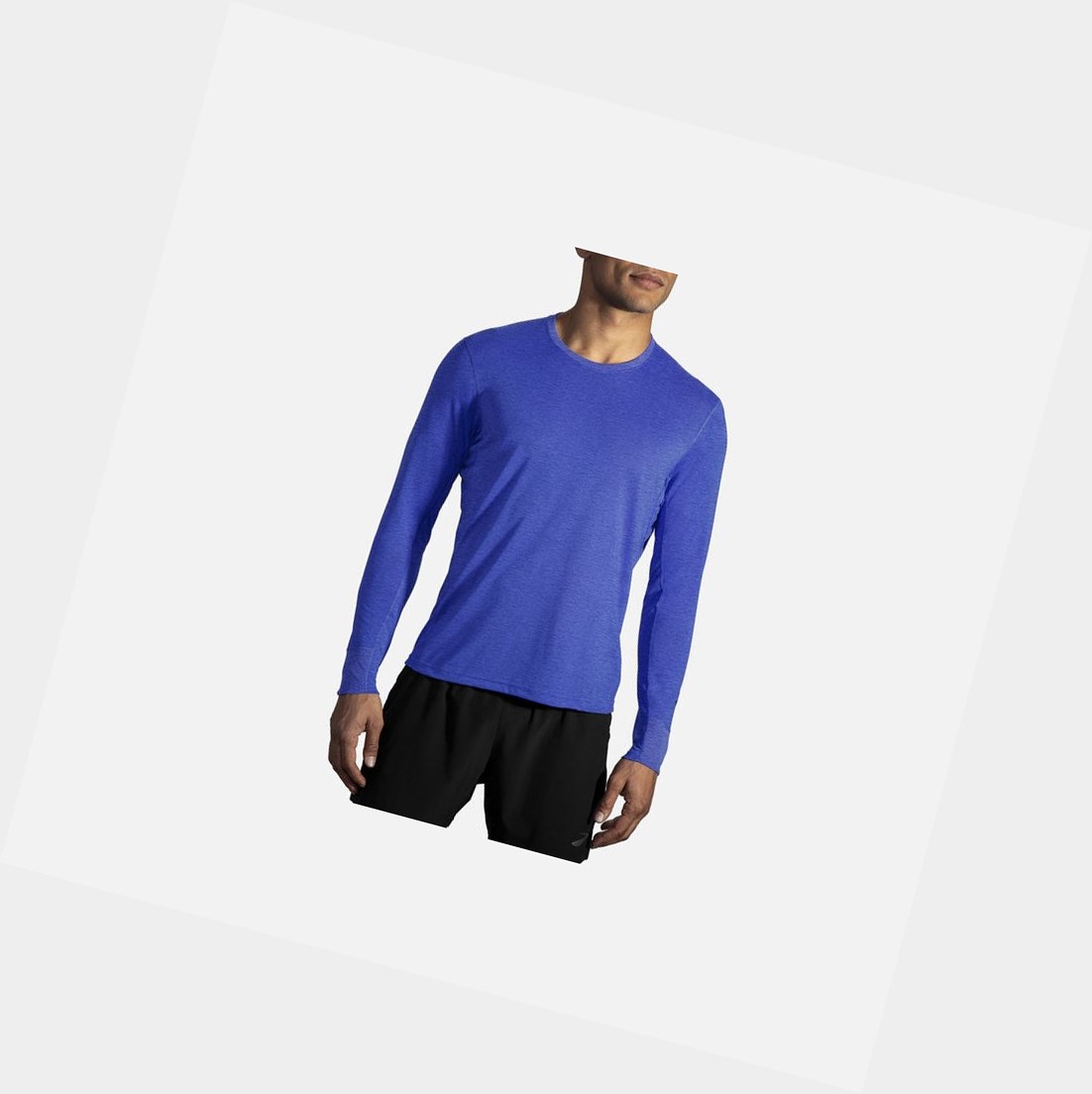 Tops Brooks Distance Long Sleeve Hombre Azules | IDK641853