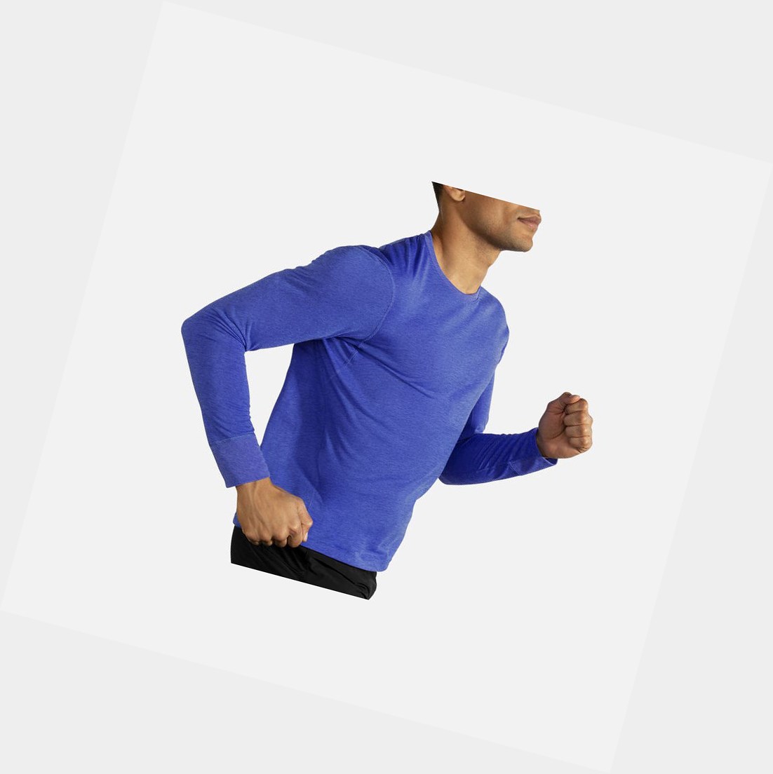 Tops Brooks Distance Long Sleeve Hombre Azules | IDK641853