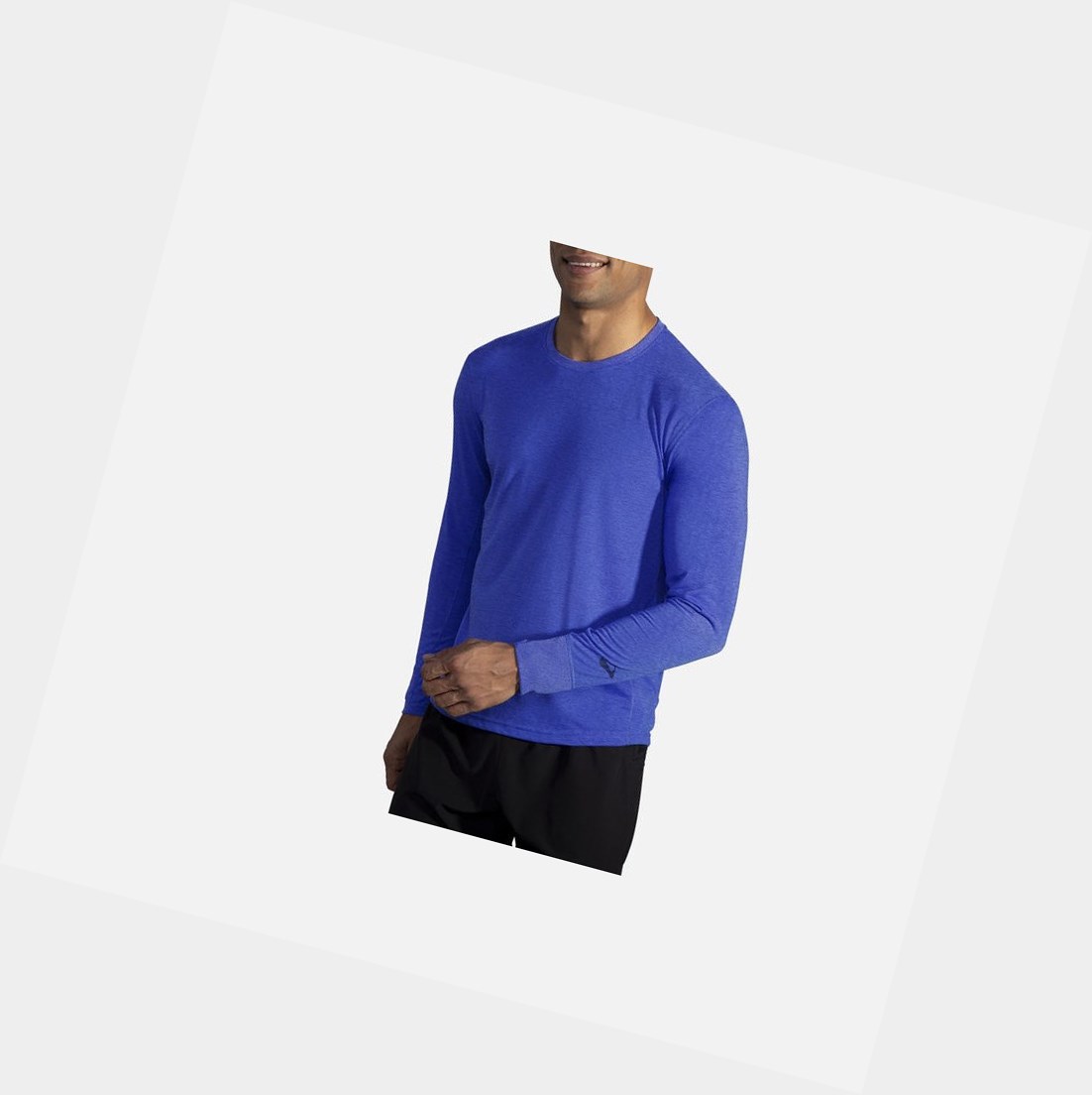 Tops Brooks Distance Long Sleeve Hombre Azules | IDK641853