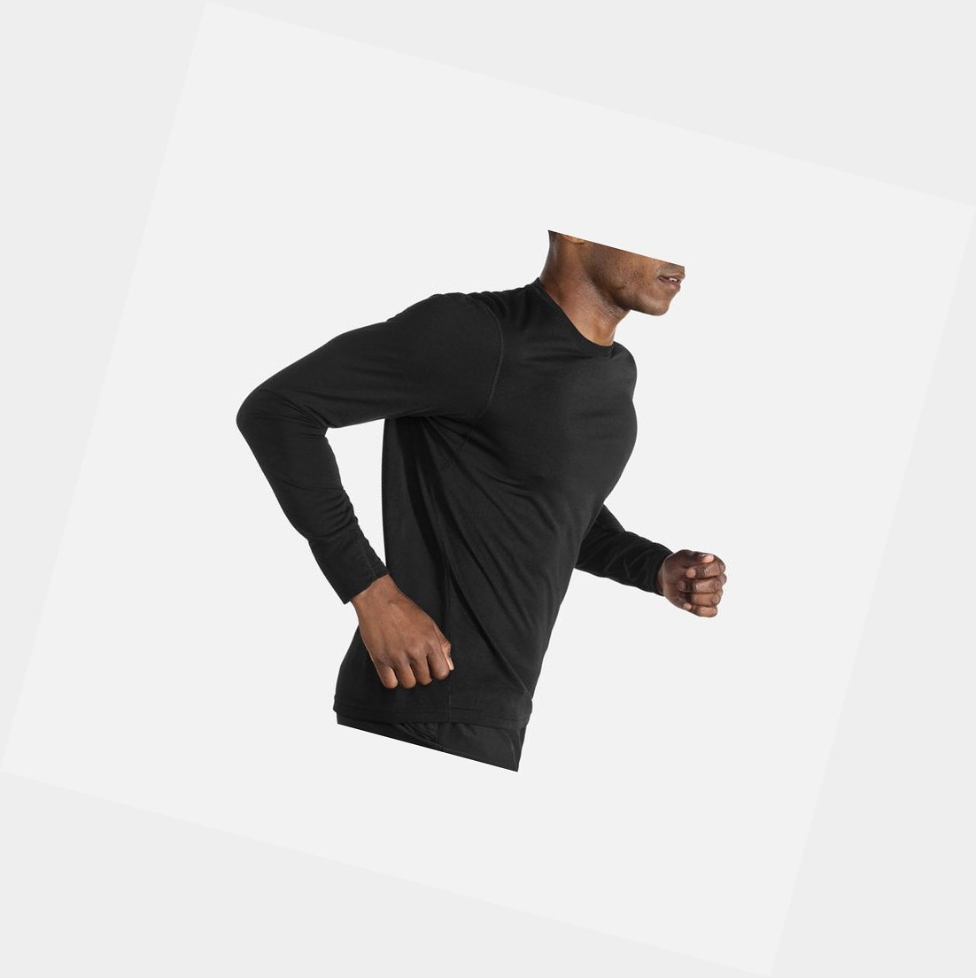 Tops Brooks Distance Long Sleeve Hombre Negras | SUC683179