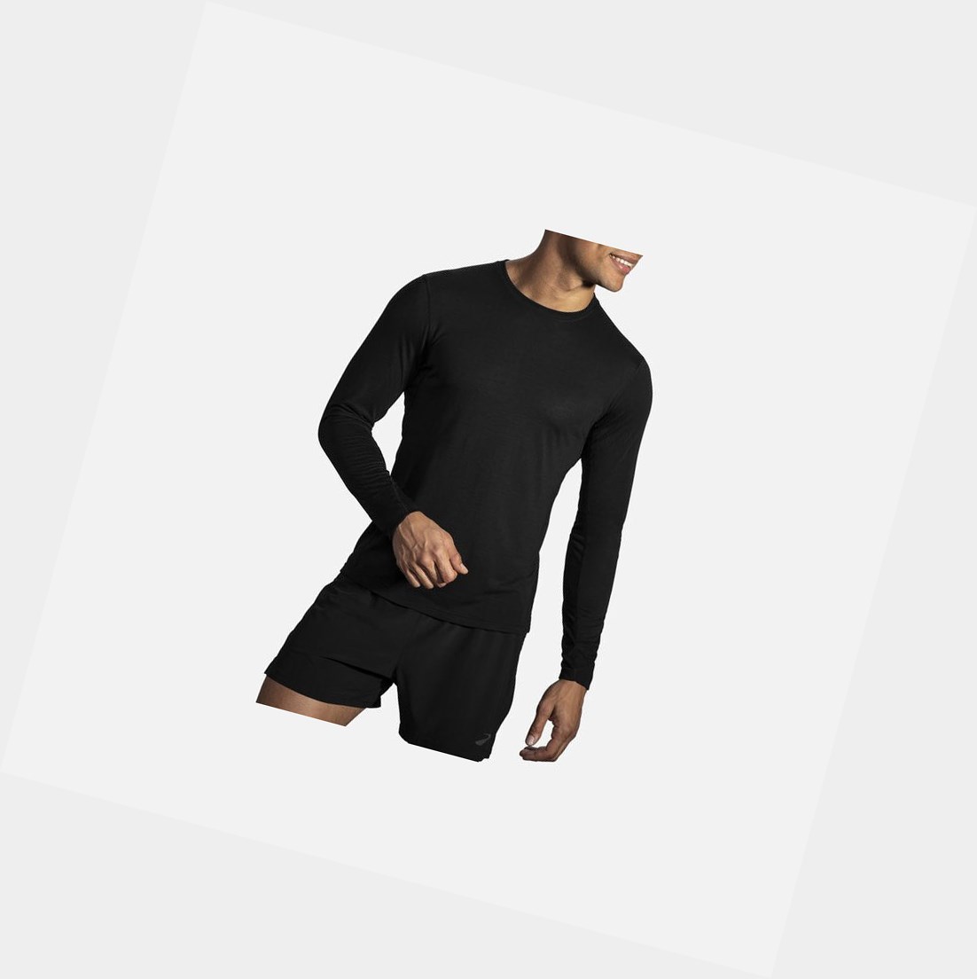 Tops Brooks Distance Long Sleeve Hombre Negras | SUC683179