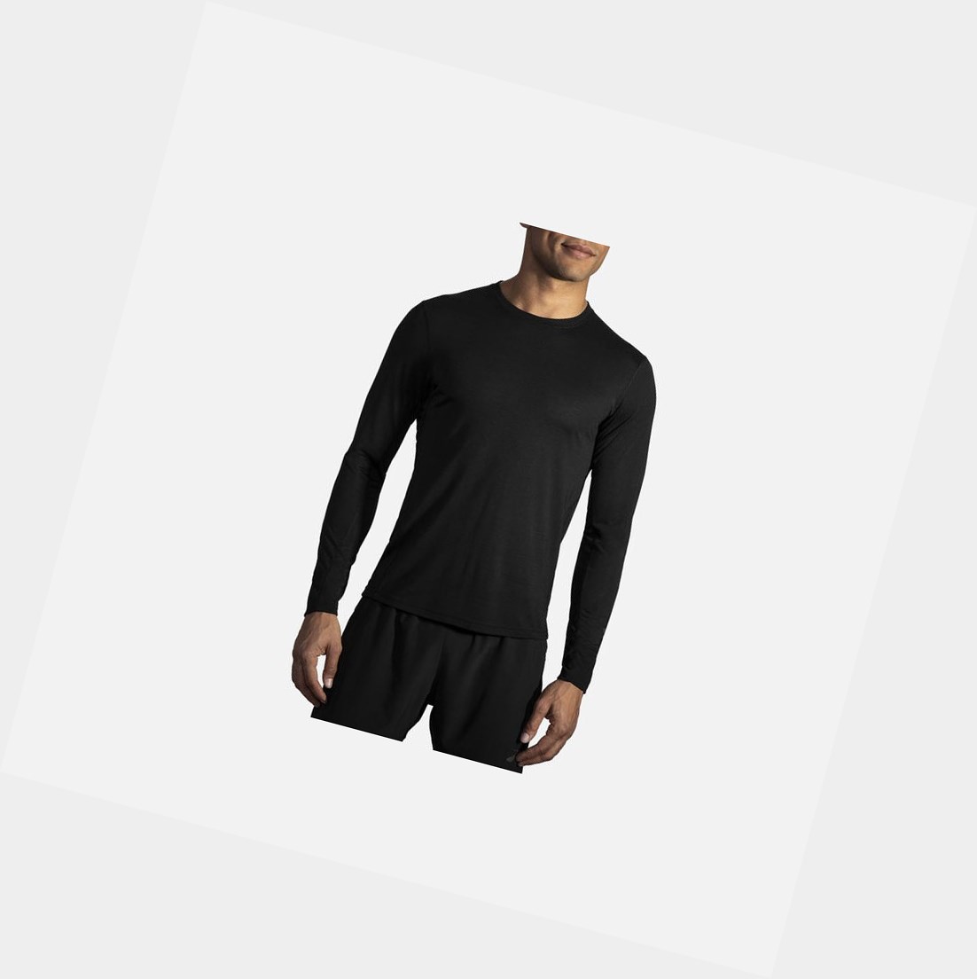 Tops Brooks Distance Long Sleeve Hombre Negras | SUC683179