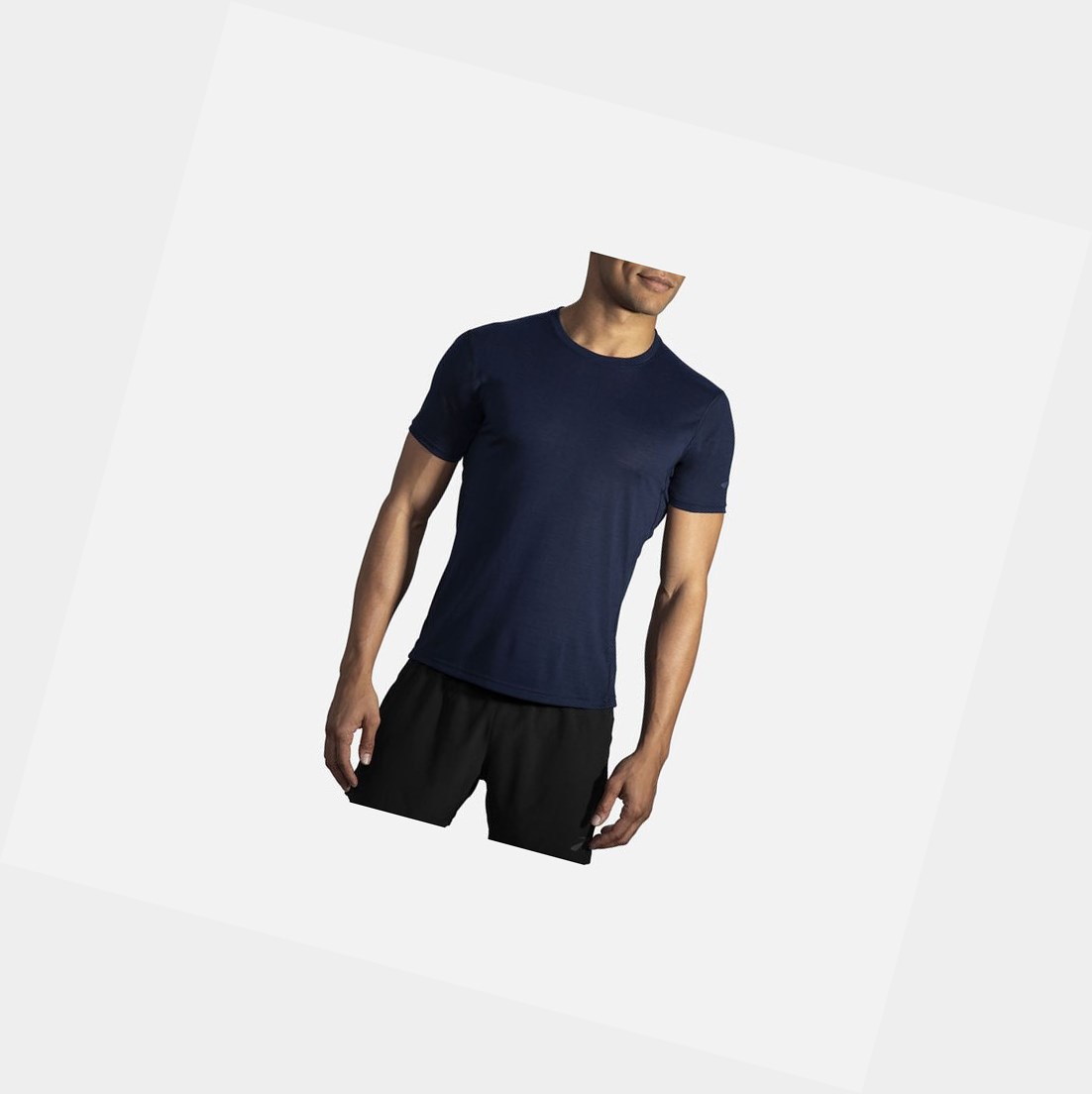 Tops Brooks Distance Sleeve Hombre Azul Marino | DQV143079