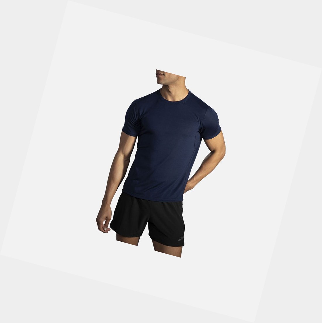 Tops Brooks Distance Sleeve Hombre Azul Marino | DQV143079