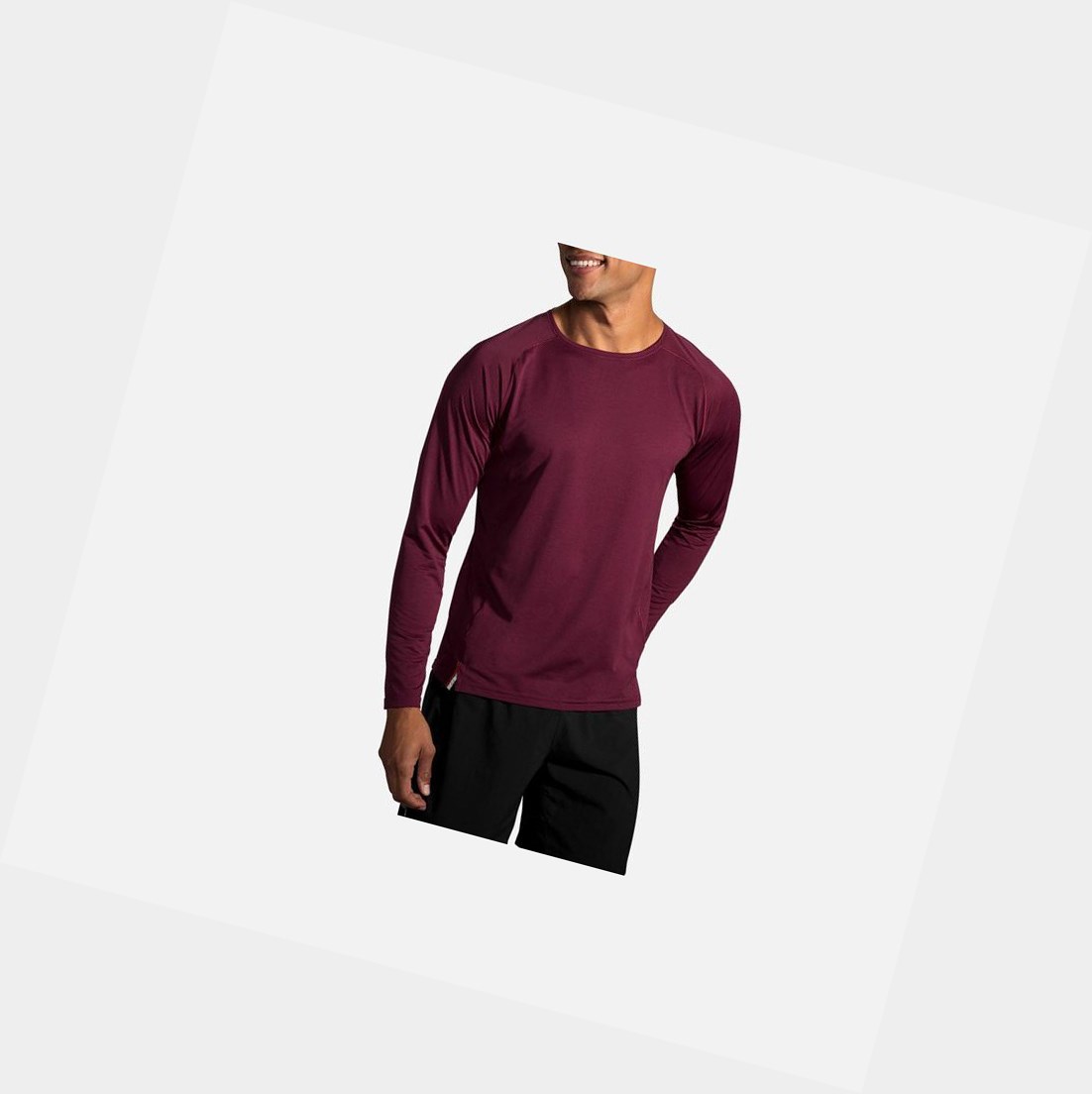 Tops Brooks Ghost Long Sleeve Hombre Heather Merlot | HLS187632