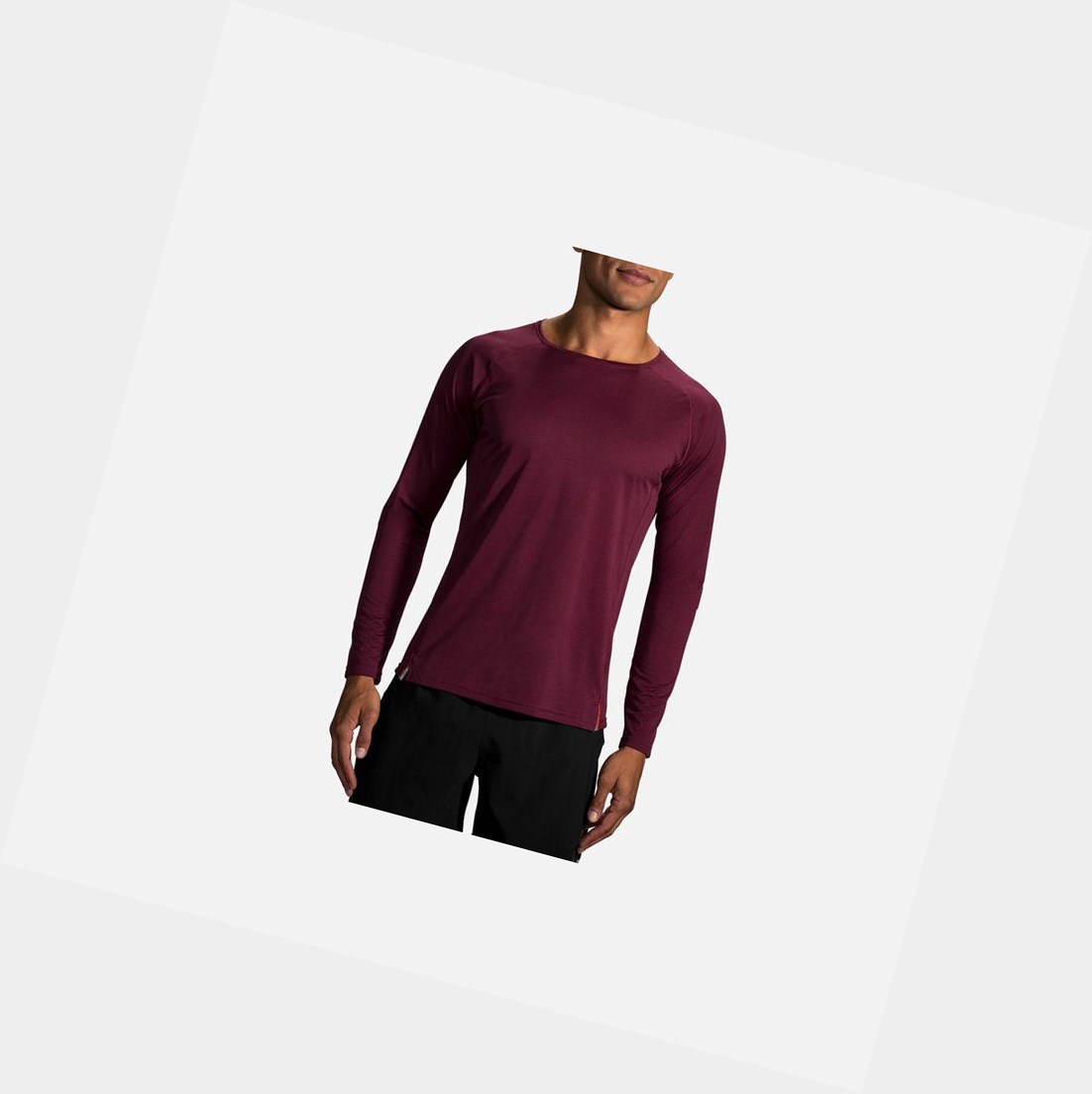 Tops Brooks Ghost Long Sleeve Hombre Heather Merlot | HLS187632