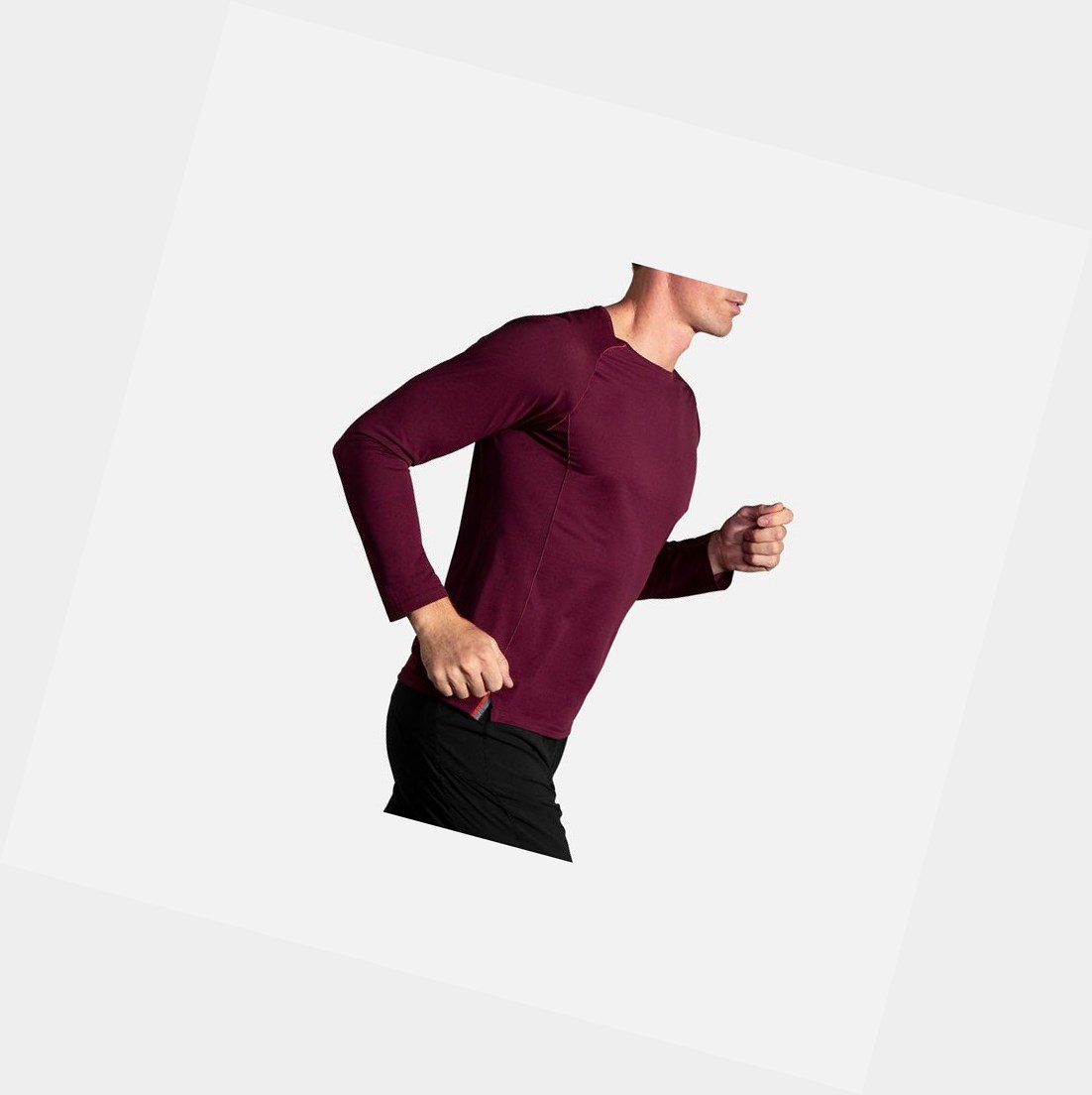 Tops Brooks Ghost Long Sleeve Hombre Heather Merlot | HLS187632