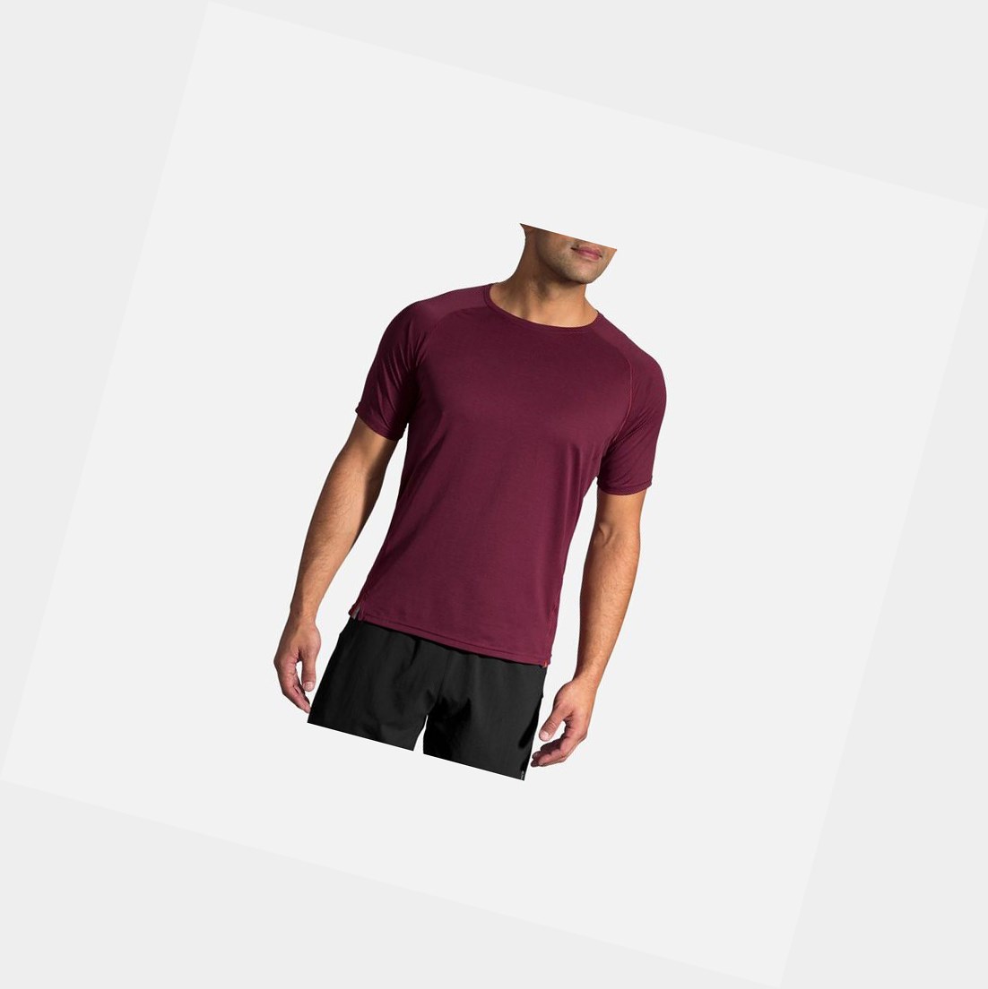 Tops Brooks Ghost Sleeve Hombre Heather Merlot | JGP367028