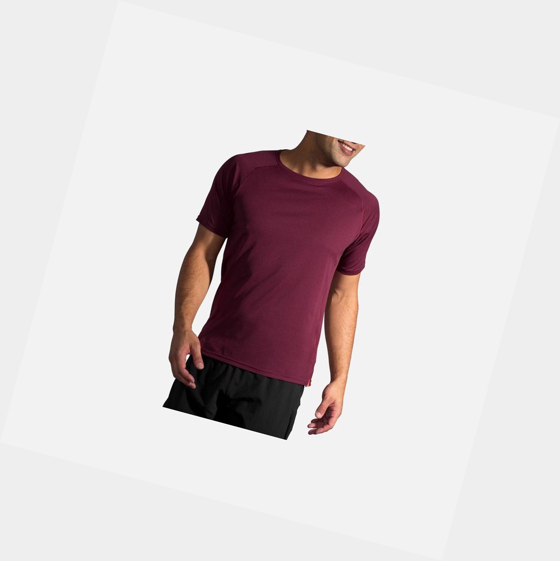 Tops Brooks Ghost Sleeve Hombre Heather Merlot | JGP367028