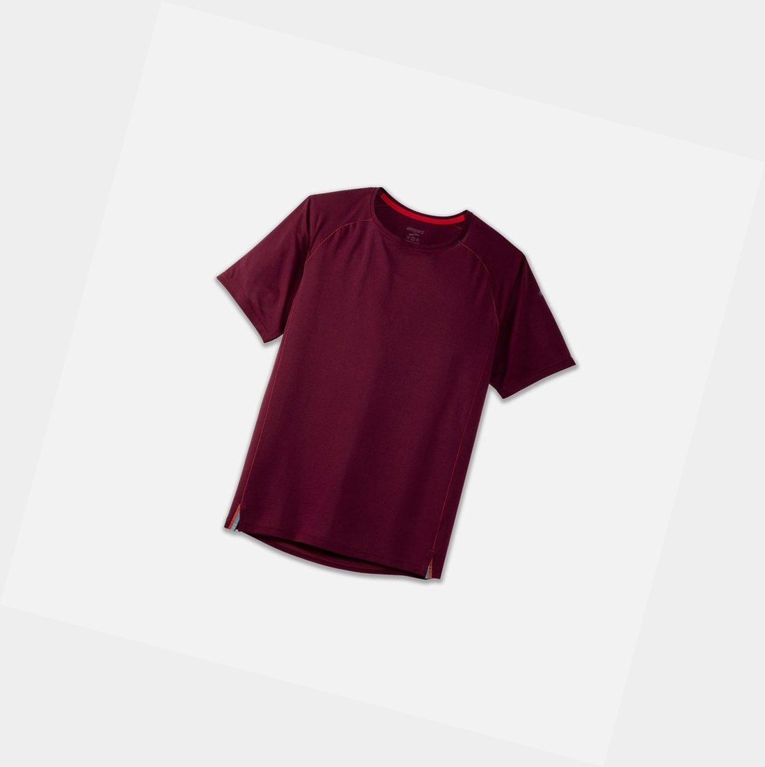 Tops Brooks Ghost Sleeve Hombre Heather Merlot | JGP367028