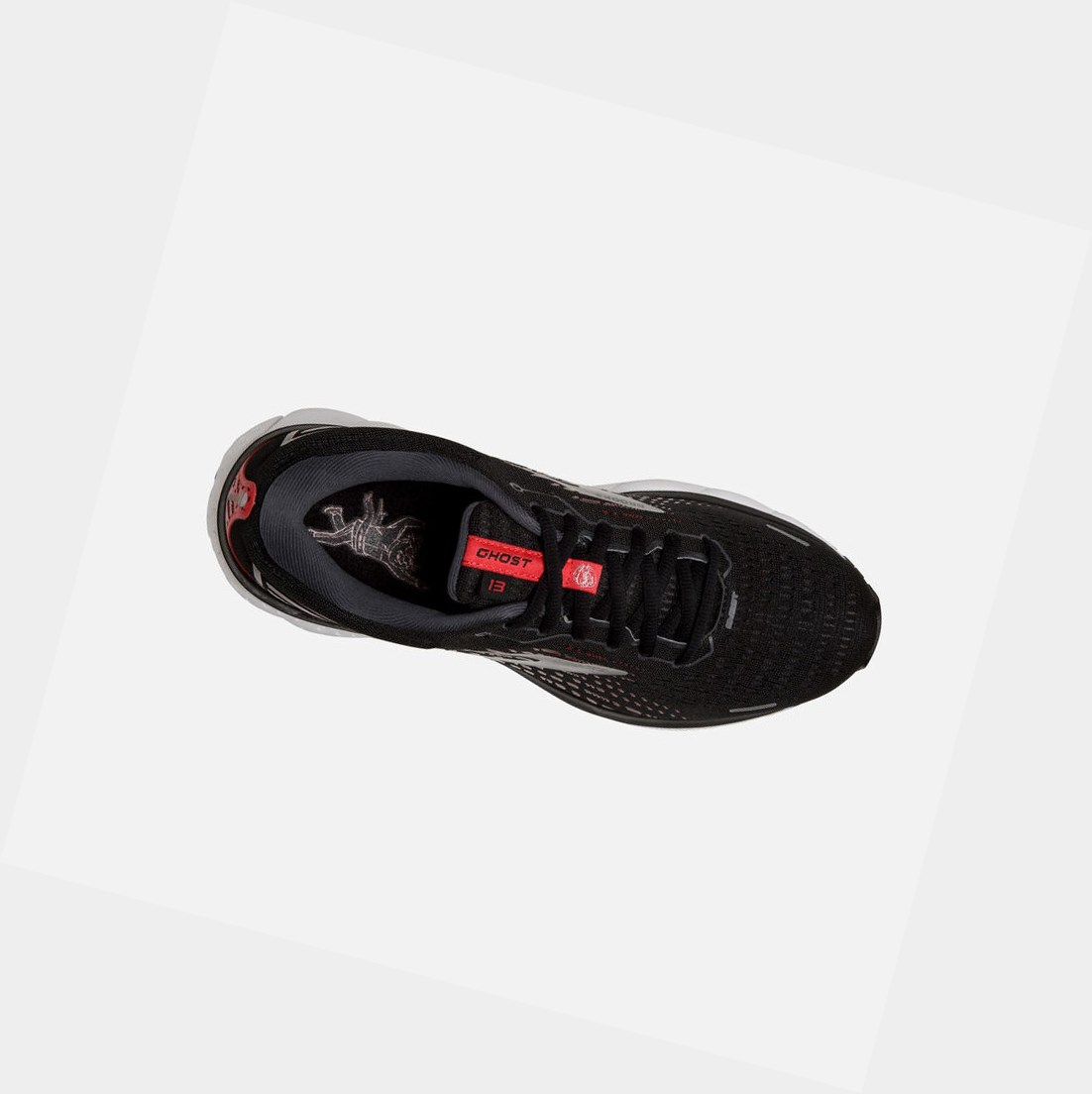 Zapatillas Running Carretera Brooks Ghost 13 Hombre Negras Rojas | TMO842605